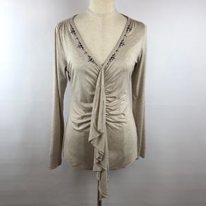 Karen By Karen Kane Long Sleeve  Ruffle Top